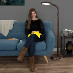 Hastings Home Natural Daylight Floor Lamp - 60", Dark Brown Woodgrain -Floor Lamps Store GUEST 5b469290 a654 4d56 b648 1717455be0f9