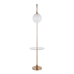 Trombone Contemporary/Glam Floor Lamp With Metal And Glass Shelf Gold (Includes LED Light Bulb) - LumiSource -Floor Lamps Store GUEST 61301887 e77c 4a18 b6c3 c1a7d432c208