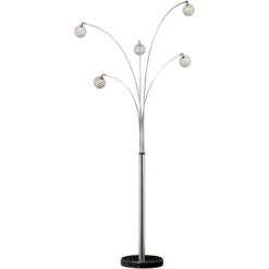 Possini Euro Design Allegra Mid Century Modern Arc Floor Lamp 88" Tall Chrome 5 Light Crystal Ball Shades For Living Room Reading Bedroom Office House -Floor Lamps Store GUEST 63282c8e b2f9 4e49 b64b 4d57da22b159