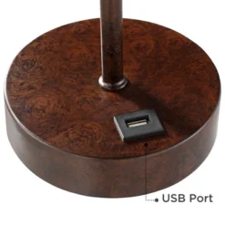 360 Lighting Justin Modern Accent Table Lamps 18 1/4" High Set Of 2 Marbled Bronze Metal With USB Charging Ports Oatmeal Drum Shade For Bedroom Desk -Floor Lamps Store GUEST 64d1aa75 b22c 483a 94a8 084eb7358641