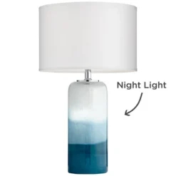 Possini Euro Design Modern Table Lamp With USB Charging Port And Nightlight LED 25" High Blue Art Glass White Shade For Bedroom Desk (Color May Vary) 13 Possini Euro Design Modern Table Lamp With USB Charging Port And Nightlight LED 25" High Blue Art Glass White Shade For Bedroom Desk (Color May Vary) -Floor Lamps Store GUEST 659e57a3 285c 4840 ace2 83a725c89586