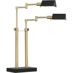 Possini Euro Design Keegan Modern Desk Lamp 24" High Warm Brass With Dual USB Charging Ports LED Adjustable Black Shade For Bedroom Living Room Desk -Floor Lamps Store GUEST 66df3b7f 2031 4a6b b64b b0ebfd7ab82a