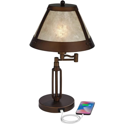 Franklin Iron Works Samuel Bronze Swing Arm USB Desk Lamps Set Of 2 With Socket 2 Franklin Iron Works Samuel Bronze Swing Arm USB Desk Lamps Set Of 2 With Socket - Image 2