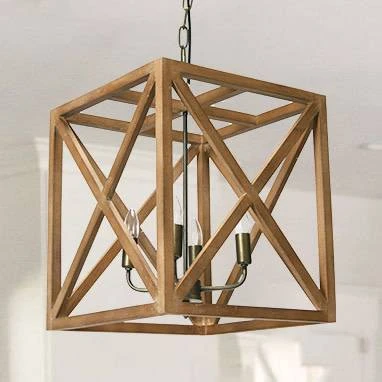 Metal/Wood Chandelier Natural Brown - Storied Home 6 Metal/Wood Chandelier Natural Brown - Storied Home - Image 6