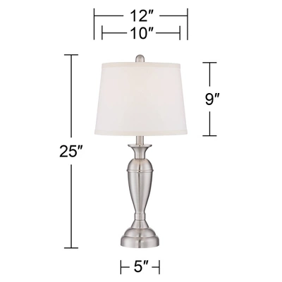 Regency Hill Blair Traditional Table Lamps 25" High Set Of 2 Brushed Nickel White Drum Shade For Bedroom Living Room Bedside Nightstand Office Family 5 Regency Hill Blair Traditional Table Lamps 25" High Set Of 2 Brushed Nickel White Drum Shade For Bedroom Living Room Bedside Nightstand Office Family - Image 5