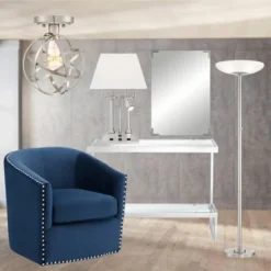 Possini Euro Design Meridian Light Blaster Modern Torchiere Floor Lamp 72" Tall Brushed Nickel LED Frosted Glass Shade For Living Room Bedroom Office -Floor Lamps Store GUEST 6bbd5cd5 4418 4021 a48b e76b13d778f4