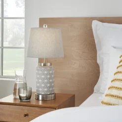 21" Grey/White Patterned Concrete Table Lamp - Nourison -Floor Lamps Store GUEST 6d26673c f832 4bef 8599 e526978c0a97