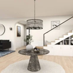 Metal Crystal Embellishments 6 Light Chandelier With Link Style Chain Black - Olivia & May -Floor Lamps Store GUEST 6e232d25 9254 435f 9799 bc4365fceb57