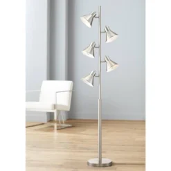 Floor Lamps Store 11 360 Lighting Modern Floor Lamp 5-Light Tree 70" Tall Brushed Nickel Metal Adjustable Heads For Living Room Reading Bedroom Office