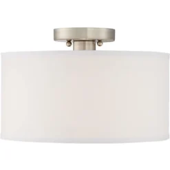 360 Lighting Adams Modern Ceiling Light Semi Flush Mount Fixtures 14" Wide Set Of 2 Brushed Nickel White Fabric Drum For Bedroom Kitchen Living Room -Floor Lamps Store GUEST 6ebfa7dd 580c 45a6 a7a0 349bdd1cc33c