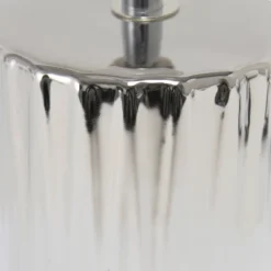 11.61" Tall Ruffled Capsule Bedside Table Desk Lamp With White Drum Fabric Shade Silver - Simple Designs -Floor Lamps Store GUEST 7003f4e2 b843 40a0 be85 cffa97354ce5