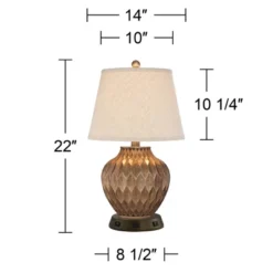 360 Lighting Accent Table Lamp With USB And AC Power Outlet Workstation Charging Base 22" High Warm Bronze Drum Shade Living Room Desk -Floor Lamps Store GUEST 712f942a f32c 449b a263 981ffcb1cc43