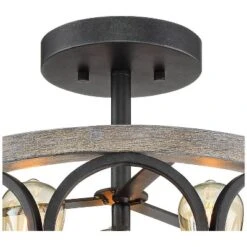 Franklin Iron Works Salima Rustic Farmhouse Ceiling Light Semi Flush Mount 16" Wide Black Gray Wood 3-Light For Bedroom Kitchen Living Room Hallway 10 Franklin Iron Works Salima Rustic Farmhouse Ceiling Light Semi Flush Mount 16" Wide Black Gray Wood 3-Light For Bedroom Kitchen Living Room Hallway -Floor Lamps Store GUEST 72e210e5 3ff4 4315 aa4d 00a7691ed771