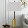 30" Metal Rimini Desk Lamp With Linen Drum Shade Black/Antique Brass - Cal Lighting