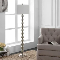 Cace Floor Lamp - Nickel/Ivory - Safavieh