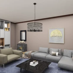 Metal Crystal Embellishments 6 Light Chandelier With Link Style Chain Black - Olivia & May -Floor Lamps Store GUEST 7567ea95 a929 45fc 80be ac0d43f65dad