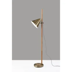 Bryn Floor Lamp Natural Rubberwood Antique Brass - Adesso -Floor Lamps Store GUEST 7577263c cf12 444f 88d7 08d83fd899b4
