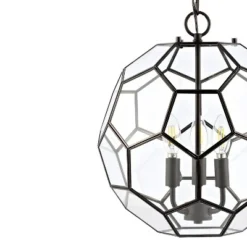 13.5" 3-Light Bee Modern Farmhouse Iron/Glass LED Pendant Oil Rubbed Bronze/Clear - JONATHAN Y -Floor Lamps Store GUEST 785bdbb3 8851 40be 9b41 3e49b28f2ded