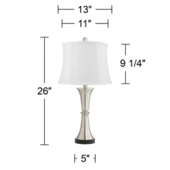 360 Lighting Seymore Modern Table Lamps 26" High Set Of 2 White Softback With USB Charging Port LED Touch On Off Silver Drum Shade For Bedroom Desk -Floor Lamps Store GUEST 78d69c4f 48d7 45b1 b724 41d5484e8b1d