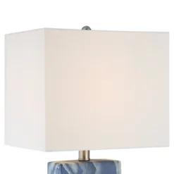 360 Lighting Connie Modern Table Lamps 25" High Set Of 2 Blue Faux Marble With USB Charging Port Table Top Dimmers White Shade For Bedroom Office Desk -Floor Lamps Store GUEST 79ffbcfa aa17 434a b4be a365c11da786
