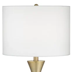 360 Lighting Elka Modern Mid Century Table Lamp 28" Tall Brass Geometric Metal White Drum Shade For Bedroom Living Room Bedside Nightstand Office Home -Floor Lamps Store GUEST 7a8b33dd 7fd7 4010 b1c8 e4a50f07ea7b