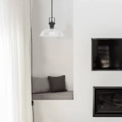 Sutton 1-Light Matte Black Plug-In Or Hardwire Pendant Light With Clear Glass Shade - Globe Electric -Floor Lamps Store GUEST 7b18834e 73fe 4ddf 9967 0ffcc4dab541