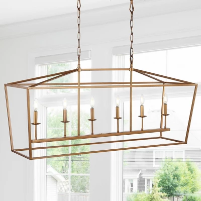 49" LED Metal Pagoda Linear Lantern Pendant - Jonathan Y 4 49" LED Metal Pagoda Linear Lantern Pendant - Jonathan Y - Image 4