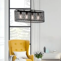 30" 4-Light Gianna Chandelier Black - River Of Goods -Floor Lamps Store GUEST 7df4b172 f07b 43e1 922d 1ba5d90cf38d