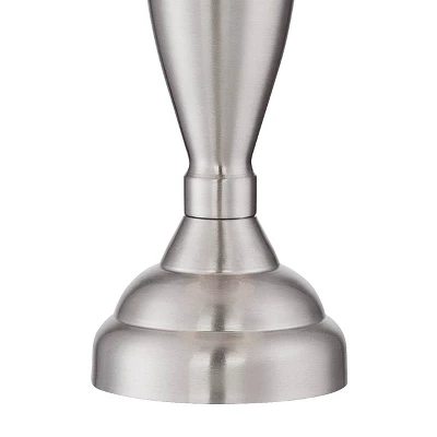 Regency Hill Blair Traditional Table Lamps 25" High Set Of 2 Brushed Nickel White Drum Shade For Bedroom Living Room Bedside Nightstand Office Family 4 Regency Hill Blair Traditional Table Lamps 25" High Set Of 2 Brushed Nickel White Drum Shade For Bedroom Living Room Bedside Nightstand Office Family - Image 4