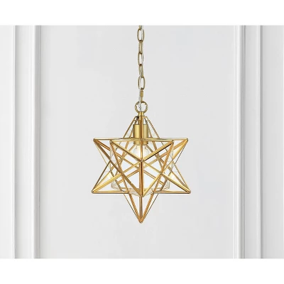 12" Stella Moravian Star Metal/Clear Glass LED Pendant - Jonathan Y 6 12" Stella Moravian Star Metal/Clear Glass LED Pendant - Jonathan Y - Image 6