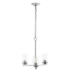 3-Light 15" Classic Contemporary Clear Glass/Metal Hanging Pendant Chandelier - Lalia Home -Floor Lamps Store GUEST 824f9088 b222 463c 93ab 8cf0bb2b85b3