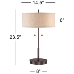 360 Lighting Modern Accent Table Lamp With USB And AC Power Outlet 23 1/2" High Bronze Fabric Drum Shade For Bedroom Living Room House Desk Bedside 15 360 Lighting Modern Accent Table Lamp With USB And AC Power Outlet 23 1/2" High Bronze Fabric Drum Shade For Bedroom Living Room House Desk Bedside -Floor Lamps Store GUEST 829b3c00 520e 44ee 9e33 b6c313870aae