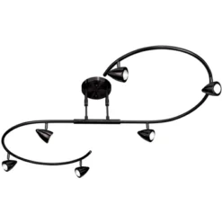 Pro Track Salazar S-Wave 6-Head LED Ceiling Track Light Fixture Kit Spot Light GU10 Adjustable Black Metal Modern Kitchen Bathroom Dining 54" Wide -Floor Lamps Store GUEST 8431048a fcdc 4990 8599 48250f6ba628