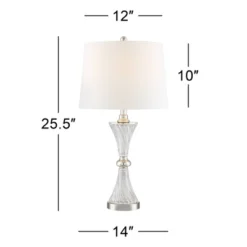 Regency Hill Luca Modern Table Lamps 25 1/2" High Set Of 2 Twisted Glass With USB Charging Port White Drum Shade For Bedroom Living Room Office Desk 13 Regency Hill Luca Modern Table Lamps 25 1/2" High Set Of 2 Twisted Glass With USB Charging Port White Drum Shade For Bedroom Living Room Office Desk -Floor Lamps Store GUEST 84c4037a 4bea 490c 9b53 fceb0aedb55d