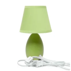 9.45" Petite Ceramic Oblong Bedside Table Desk Lamp With Matching Tapered Drum Shade Green - Creekwood Home -Floor Lamps Store GUEST 855e2c9e 07e6 4555 86b6 2db4355366e2