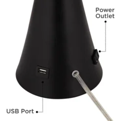 360 Lighting Karl Modern Table Lamps 28 1/4" Tall Set Of 2 Black Metal With USB And AC Power Outlet In Base White Drum Shade For Bedroom Living Room -Floor Lamps Store GUEST 856d687d 6563 4d59 a7bf 5498d92bf60b