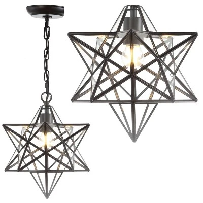12" Stella Moravian Star Metal/Clear Glass LED Pendant - Jonathan Y 5 12" Stella Moravian Star Metal/Clear Glass LED Pendant - Jonathan Y - Image 5