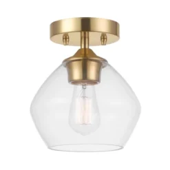 Harrow 1-Light Semi-Flush Mount Ceiling Lighting With Clear Glass Shade - Globe Electric -Floor Lamps Store GUEST 86a73664 b0d0 47f4 aa9a c8f3403aa112