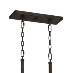 Franklin Iron Works Eldrige Bronze Faux Wood Pot Rack Linear Pendant Chandelier 36 1/2" Wide Rustic Farmhouse Seeded Glass 4-Light For Dining Room -Floor Lamps Store GUEST 8735a569 b6bb 431e 8a1d 41db9233a782