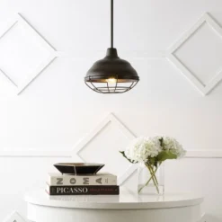 Light Levi Industrial Farmhouse Iron Linear LED Pendant Oil Rubbed Bronze - JONATHAN Y -Floor Lamps Store GUEST 88b0ea76 ad0a 47db 933e 276ce2352928