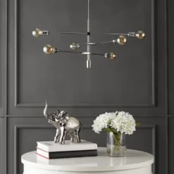 36" 6-Light Atlas Modern Vintage Iron Arm-Adjustable LED Chandelier Chrome - JONATHAN Y -Floor Lamps Store GUEST 8921b2fb 4ac9 4bad b9f8 9c028274fc6c