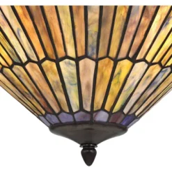 Robert Louis Tiffany Bronze Pendant Chandelier 20" Wide Rustic Peacock Stained Art Glass 3-Light Fixture For Dining Room House Kitchen Island Entryway -Floor Lamps Store GUEST 89ba01da 353a 4ef0 937e 3721538ebacb