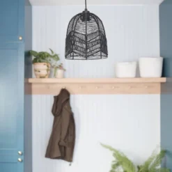 10" 1-Light Zola Pendant Rattan Black - River Of Goods -Floor Lamps Store GUEST 8b081855 c29a 42d8 8a5f 3db60d50864e