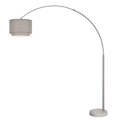FC Design Modern 81" Tall Standing Adjustable Arched Floor Lamp With Double Drum Shade And Marble Base 10 FC Design Modern 81" Tall Standing Adjustable Arched Floor Lamp With Double Drum Shade And Marble Base - Image 10
