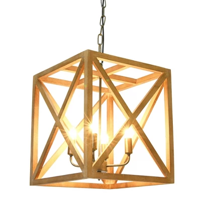 Metal/Wood Chandelier Natural Brown - Storied Home 10 Metal/Wood Chandelier Natural Brown - Storied Home - Image 10