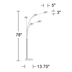 Possini Euro Design Infini Mid Century Modern Arc Floor Lamp 78" Tall Chrome 5 Light Swivel Dome Shades For Living Room Reading Bedroom Office House -Floor Lamps Store GUEST 8e1a5ee4 40b4 4393 a59b 99fcb475dfec