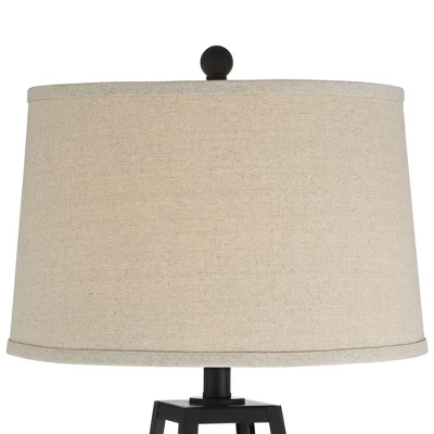 Franklin Iron Works Kacey Modern Table Lamps Set Of 2 With Square Risers 26 3/4" High Dark Metal USB Charging Port Nightlight Oatmeal Shade For Desk 1 Franklin Iron Works Kacey Modern Table Lamps Set Of 2 With Square Risers 26 3/4" High Dark Metal USB Charging Port Nightlight Oatmeal Shade For Desk