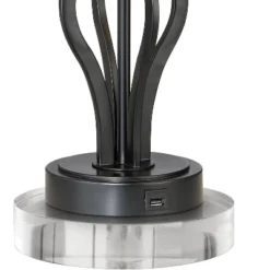 360 Lighting Heather Modern Industrial Table Lamps Set Of 2 With Round Risers 27 1/4" Tall Dark Iron USB Charging Port Iron Burlap Drum Shade For Desk -Floor Lamps Store GUEST 8e764a3c f5f5 45bb b692 d9e1cade8dab