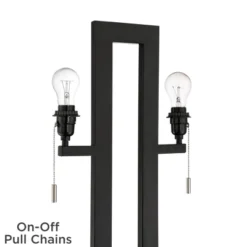 360 Lighting Neil Modern Rustic Table Lamp 26" High Black Metal With USB Charging Port White Rectangular Shade For Bedroom Living Room Bedside Desk -Floor Lamps Store GUEST 8f7f6180 8c8f 438a a463 458dc800aad7