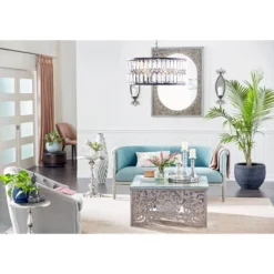 Metal Crystal Embellishments 6 Light Chandelier With Link Style Chain Black - Olivia & May -Floor Lamps Store GUEST 8fb4eb1c b292 405e 80ce 4daa454ba7f0